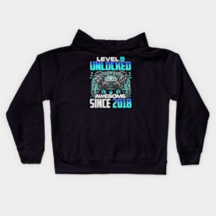 Level 5 Unlocked Awesome Since 2018 5Th Birthday Gaming Kids Hoodie